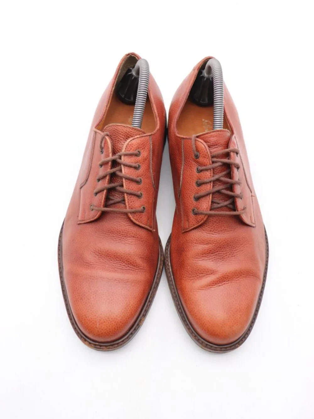 Salvatore Ferragamo Studio Men's 9 D Brown Pebbled Leather Oxford Lace-Up Shoes